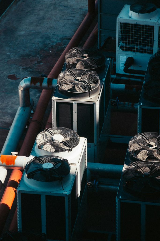Commercial HVAC units on a building
